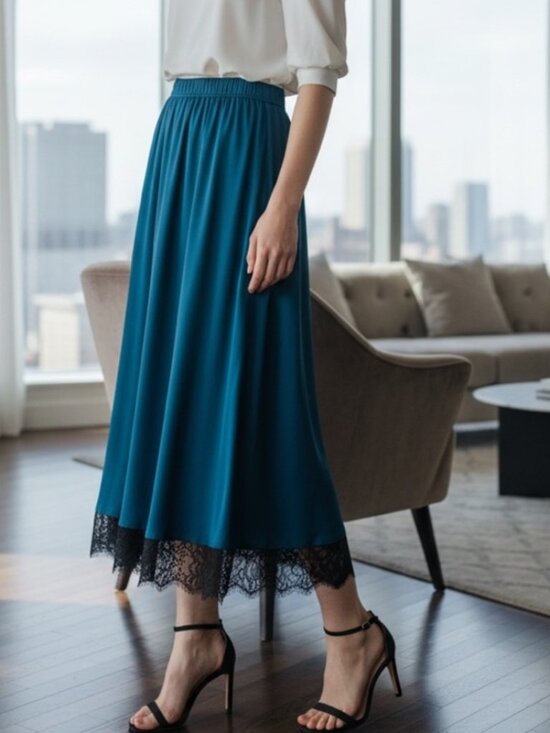 The Kooples Dresses & Skirts - The Kooples Teal Maxi Skirt with Lace Hem